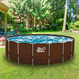 BlueWave Mocha Wicker 18-ft Round 52-in Deep Frame Swimming Pool Package with Cover