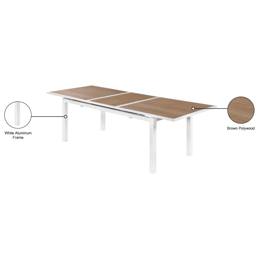 Meridian Furniture Nizuc Outdoor Patio Extendable Dining Table - Brown - Outdoor Furniture