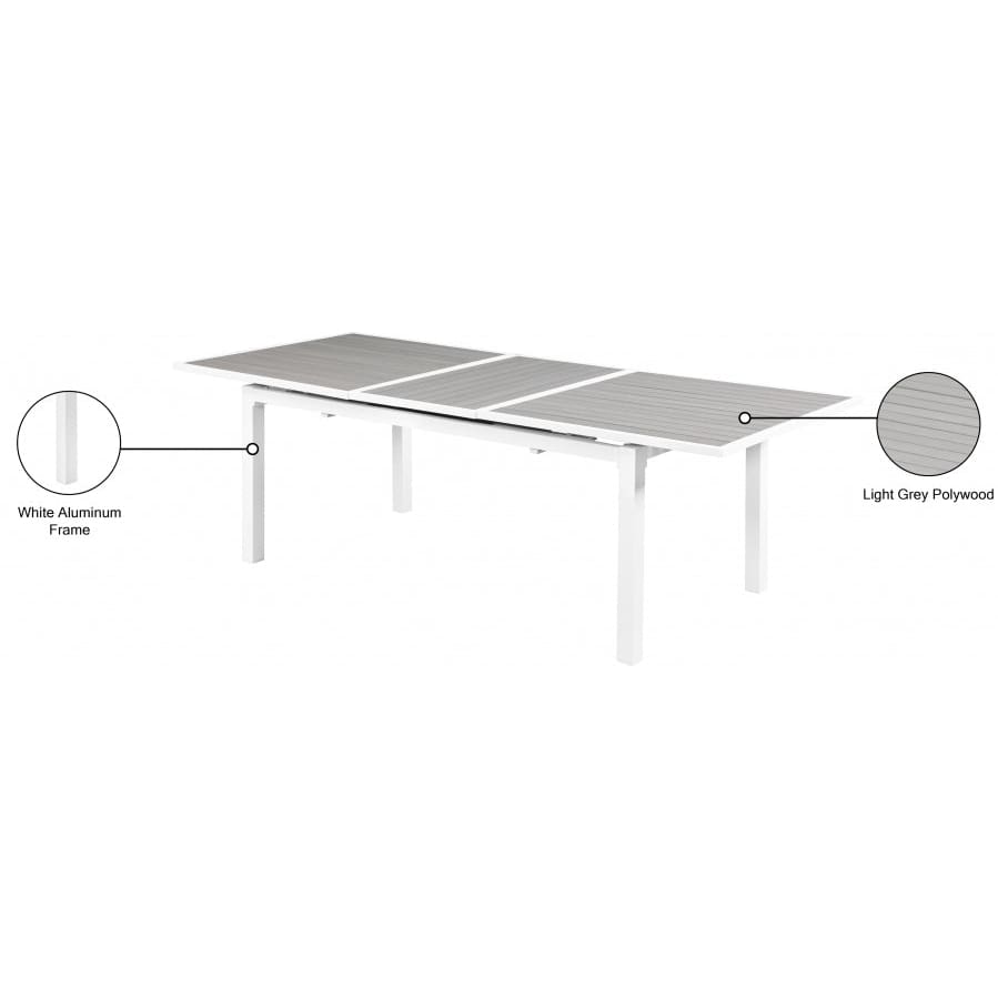 Meridian Furniture Nizuc Outdoor Patio Extendable Dining Table - Grey - Outdoor Furniture