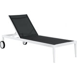 Meridian Furniture Nizuc Outdoor Patio Adjustable Sun Chaise Lounge Chair - White Frame - Black - Outdoor Furniture