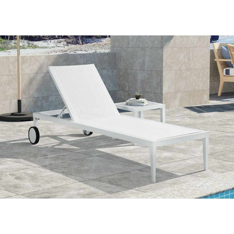 Meridian Furniture Nizuc Outdoor Patio Adjustable Sun Chaise Lounge Chair - White Frame - Outdoor Furniture
