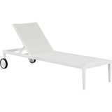 Meridian Furniture Nizuc Outdoor Patio Adjustable Sun Chaise Lounge Chair - White Frame - White - Outdoor Furniture