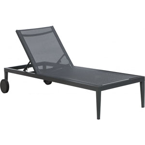 Meridian Furniture Nizuc Outdoor Patio Adjustable Sun Chaise Lounge Chair - Grey Frame - White - Outdoor Furniture