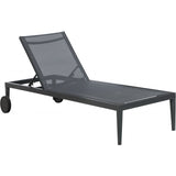 Meridian Furniture Nizuc Outdoor Patio Adjustable Sun Chaise Lounge Chair - Grey Frame - Black - Outdoor Furniture