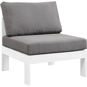 Meridian Furniture Nizuc Outdoor Patio White Aluminum Modular Armless Chair - White - Outdoor Furniture