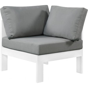 Meridian Furniture Nizuc Outdoor Patio White Aluminum Modular Corner Chair - White - Outdoor Furniture