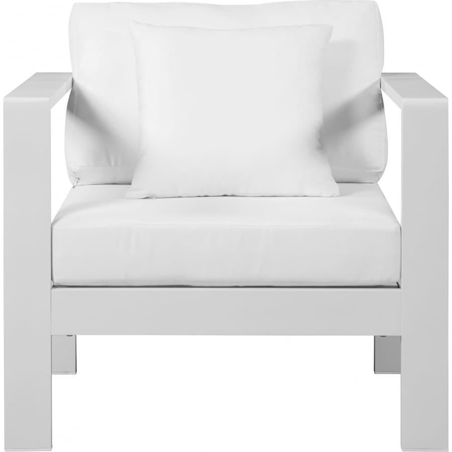 Meridian Furniture Nizuc Outdoor Patio White Aluminum Modular Arm Chair - Outdoor Furniture