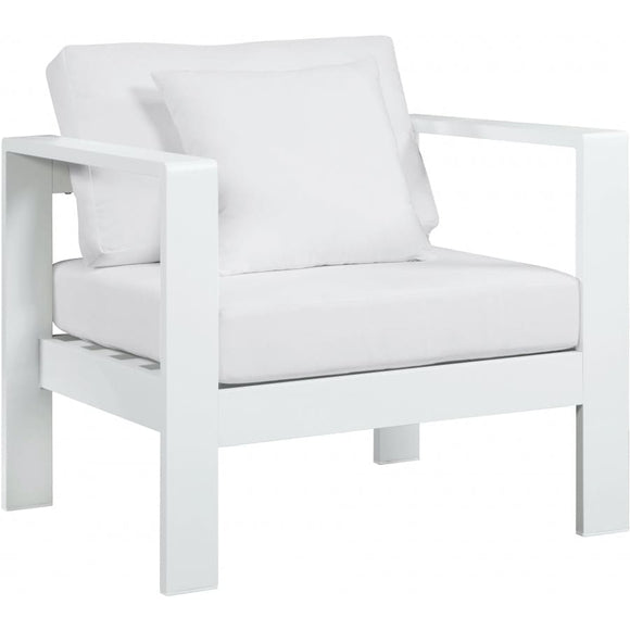 Meridian Furniture Nizuc Outdoor Patio White Aluminum Modular Arm Chair - White - Outdoor Furniture