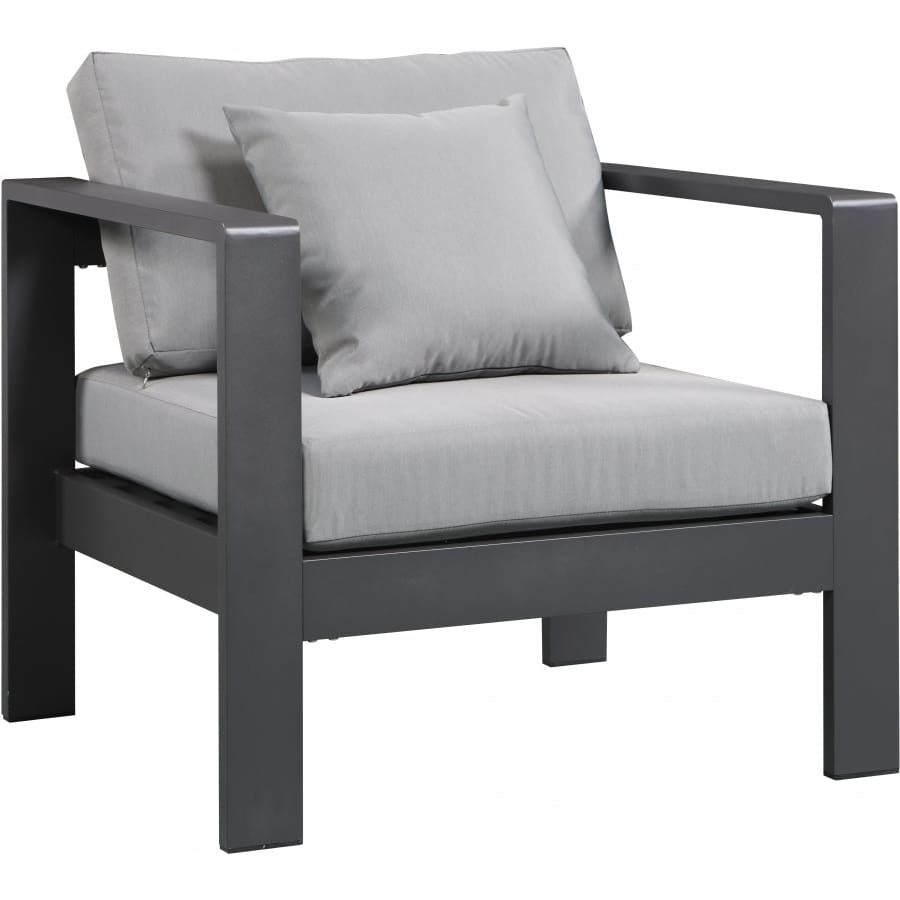 Meridian Furniture Nizuc Outdoor Patio Grey Aluminum Modular Arm Chair - Grey - Outdoor Furniture