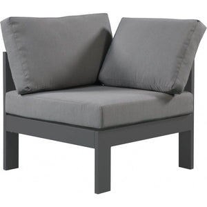 Meridian Furniture Nizuc Outdoor Patio Grey Aluminum Modular Corner Chair - White - Outdoor Furniture