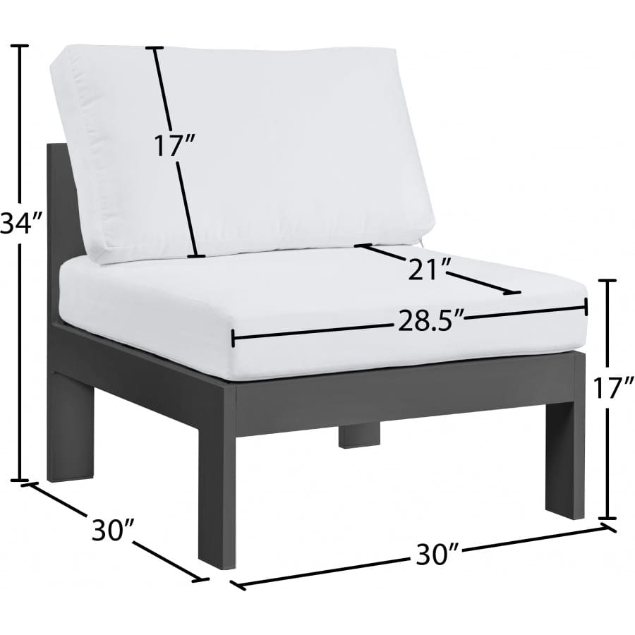 Meridian Furniture Nizuc Outdoor Patio Aluminum Modular Armless Chair - Outdoor Furniture