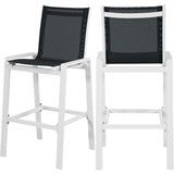 Meridian Furniture Nizuc Outdoor Patio Mesh Barstool - White - Black - Outdoor Furniture