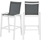 Meridian Furniture Nizuc Outdoor Patio Mesh Barstool - White - Grey - Outdoor Furniture
