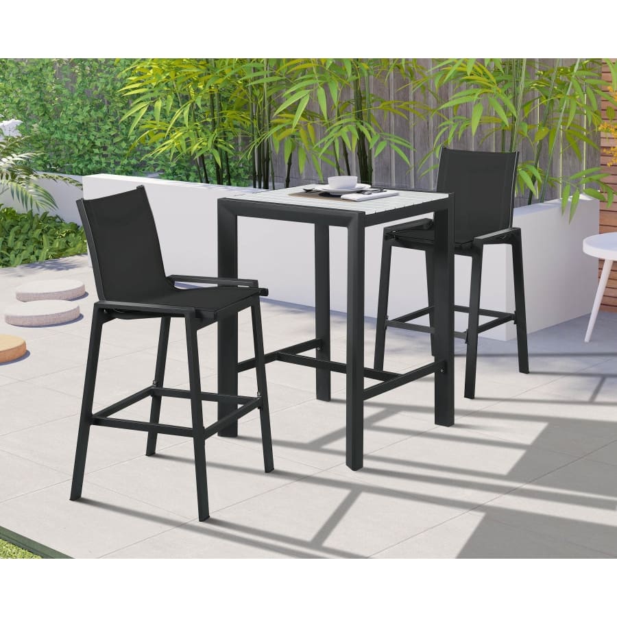 Meridian Furniture Nizuc Outdoor Patio Mesh Barstool - Black - Outdoor Furniture