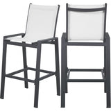 Meridian Furniture Nizuc Outdoor Patio Mesh Barstool - Black - White - Outdoor Furniture
