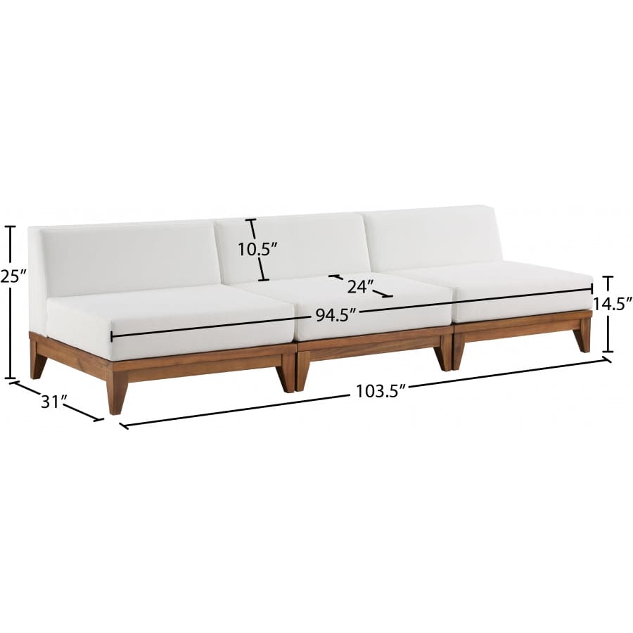 Meridian Furniture Rio Outdoor Off White Waterproof Modular Sofa S104 - Outdoor Furniture