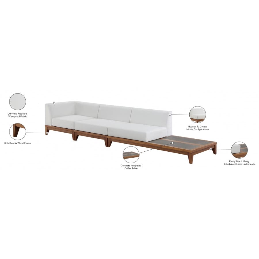 Meridian Furniture Rio Outdoor Off White Waterproof Modular Sofa S128 - Outdoor Furniture