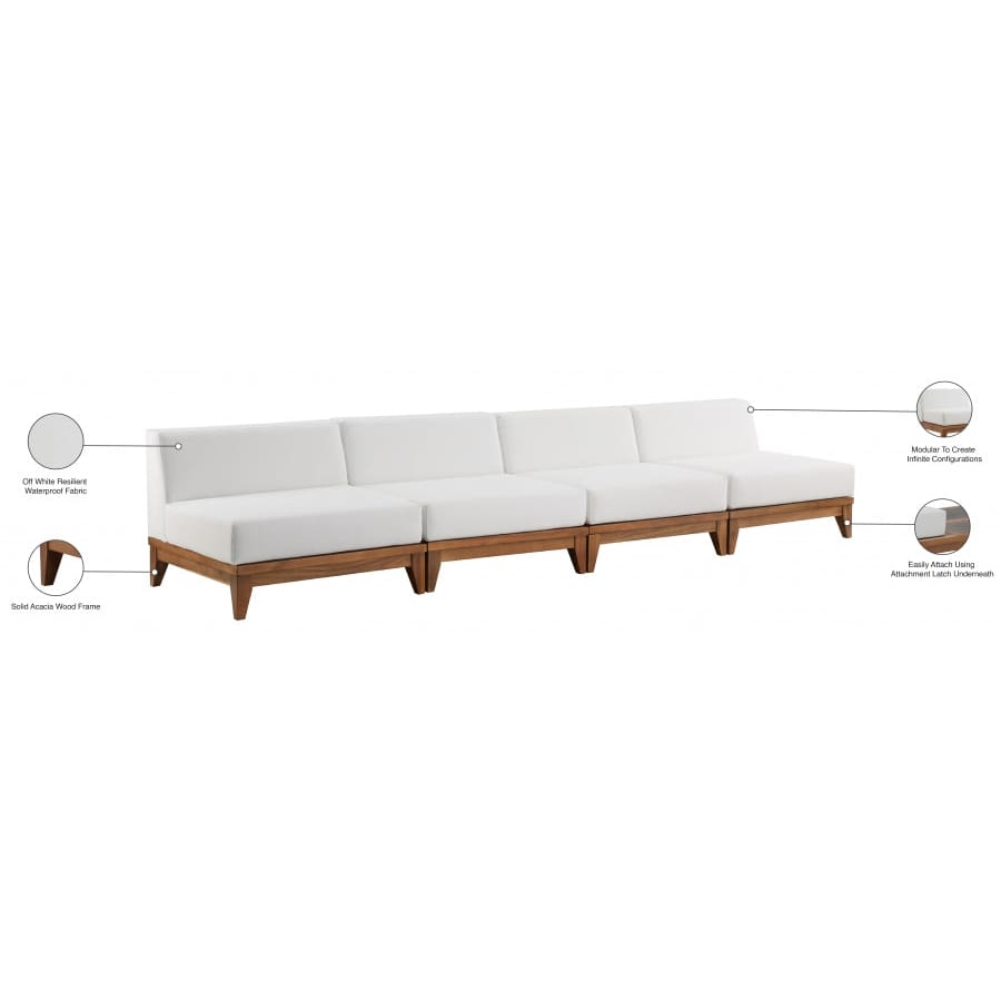 Meridian Furniture Rio Outdoor Off White Waterproof Modular Sofa S138 - Outdoor Furniture