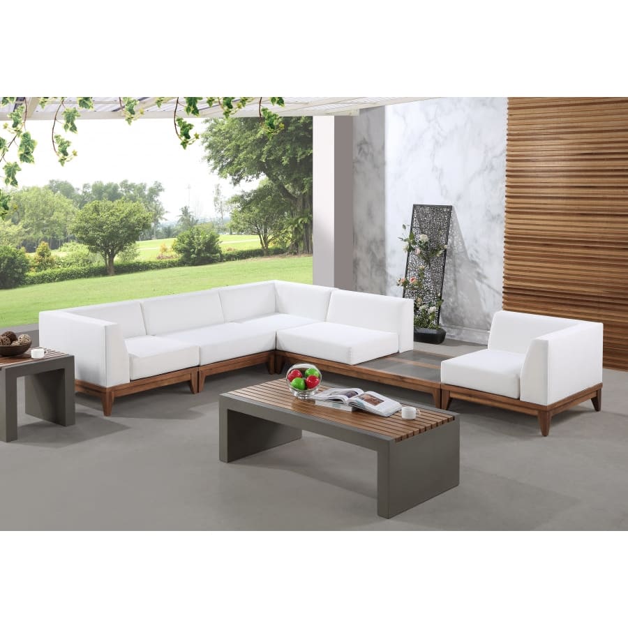 Meridian Furniture Rio Outdoor Off White Waterproof Modular Sectional 5A - Outdoor Furniture