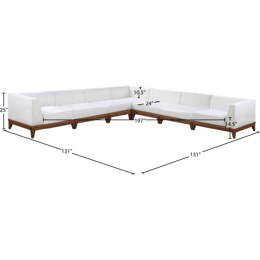 Meridian Furniture Rio Outdoor Off White Waterproof Modular Sectional 7A - Outdoor Furniture