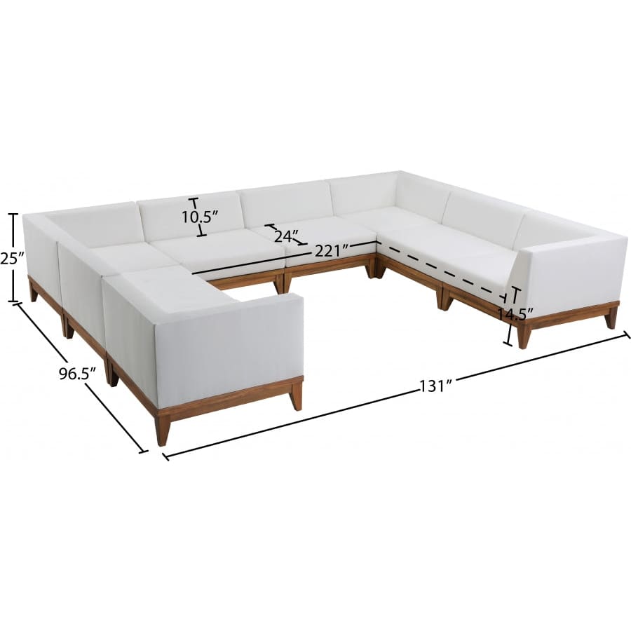 Meridian Furniture Rio Outdoor Off White Waterproof Modular Sectional 8A - Outdoor Furniture