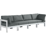 Meridian Furniture Nizuc Outdoor Patio White Aluminum Modular Sofa S120A - Grey - Outdoor Furniture