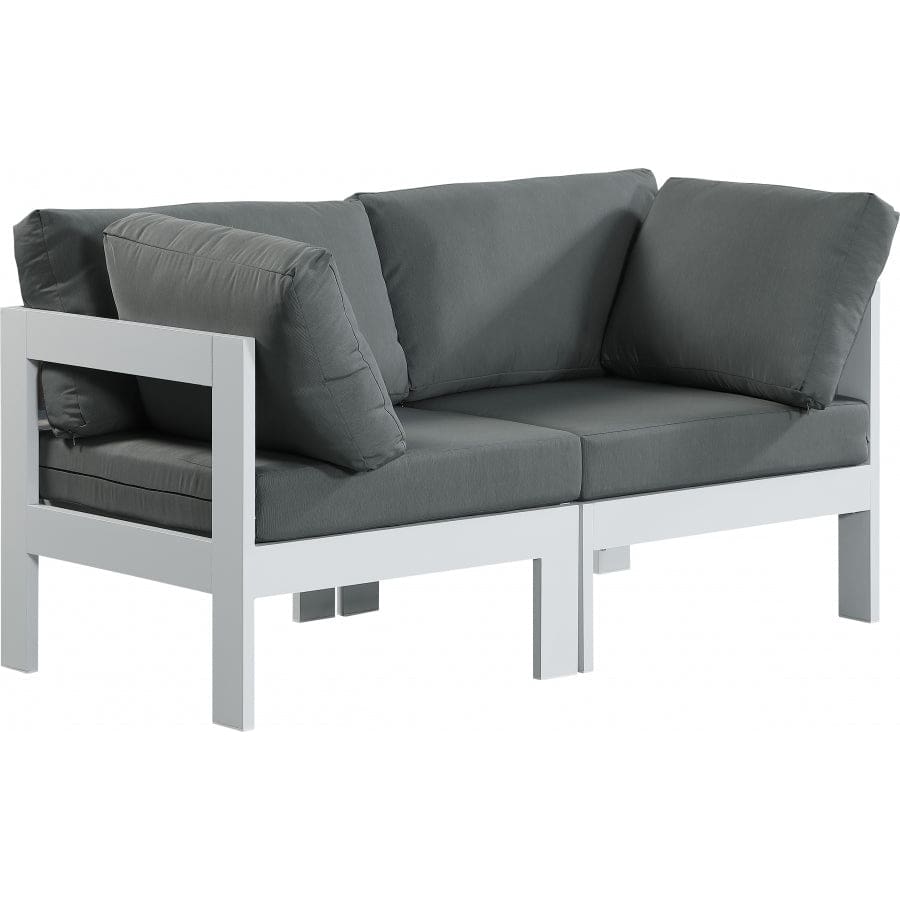 Meridian Furniture Nizuc Outdoor Patio White Aluminum Modular Sofa S60A - Grey - Outdoor Furniture