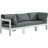 Meridian Furniture Nizuc Outdoor Patio White Aluminum Modular Sofa S90A - Grey - Outdoor Furniture