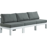 Meridian Furniture Nizuc Outdoor Patio White Aluminum Modular Sofa S90B - Grey - Outdoor Furniture