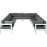 Meridian Furniture Nizuc Outdoor Patio White Aluminum Modular Sectional 12A - Grey - Outdoor Furniture