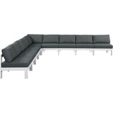 Meridian Furniture Nizuc Outdoor Patio White Aluminum Modular Sectional 9A - Grey - Outdoor Furniture