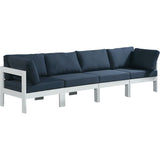 Meridian Furniture Nizuc Outdoor Patio White Aluminum Modular Sofa S120A - Navy - Outdoor Furniture