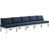 Meridian Furniture Nizuc Outdoor Patio White Aluminum Modular Sofa S150B - Navy - Outdoor Furniture