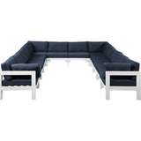 Meridian Furniture Nizuc Outdoor Patio White Aluminum Modular Sectional 12A - Navy - Outdoor Furniture