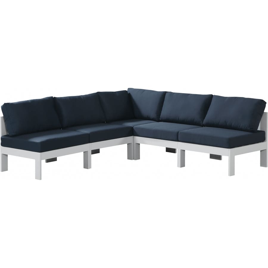 Meridian Furniture Nizuc Outdoor Patio Aluminum Modular Sectional 5A - Navy - Outdoor Furniture