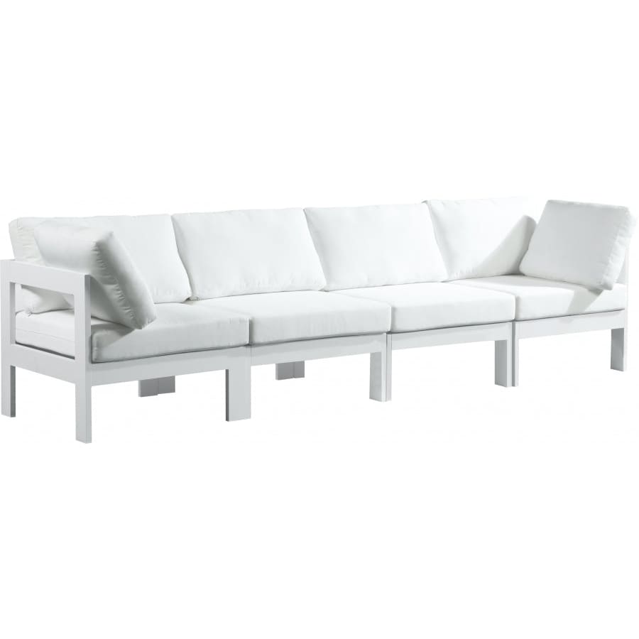 Meridian Furniture Nizuc Outdoor Patio White Aluminum Modular Sofa S120A - White - Outdoor Furniture