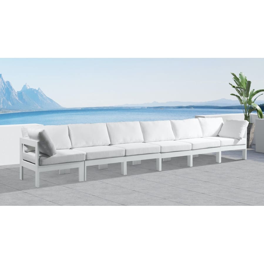 Meridian Furniture Nizuc Outdoor Patio White Aluminum Modular Sofa S180A - Outdoor Furniture