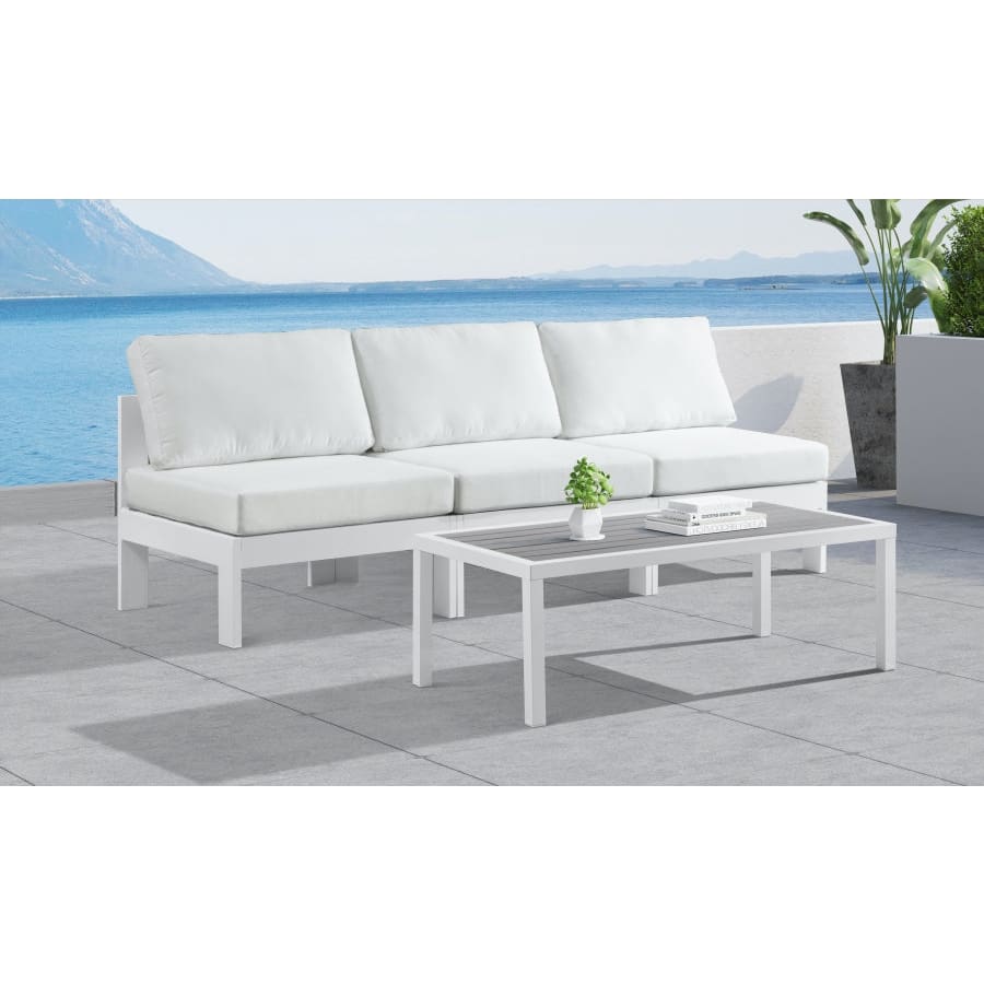 Meridian Furniture Nizuc Outdoor Patio White Aluminum Modular Sofa S90B - Outdoor Furniture