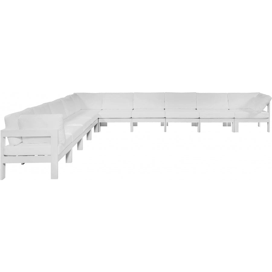 Meridian Furniture Nizuc Outdoor Patio White Aluminum Modular Sectional 10A - White - Outdoor Furniture