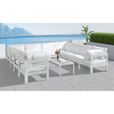 Meridian Furniture Nizuc Outdoor Patio White Aluminum Modular Sectional 10B - Outdoor Furniture