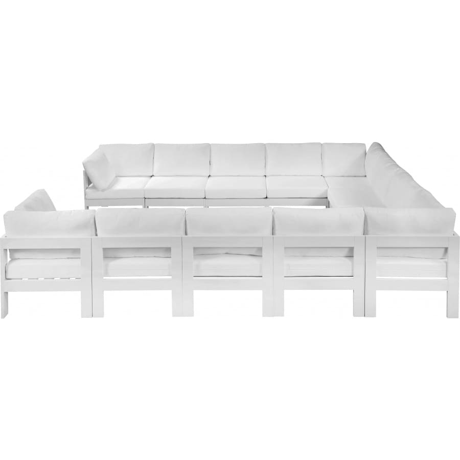 Meridian Furniture Nizuc Outdoor Patio White Aluminum Modular Sectional 12A - Outdoor Furniture