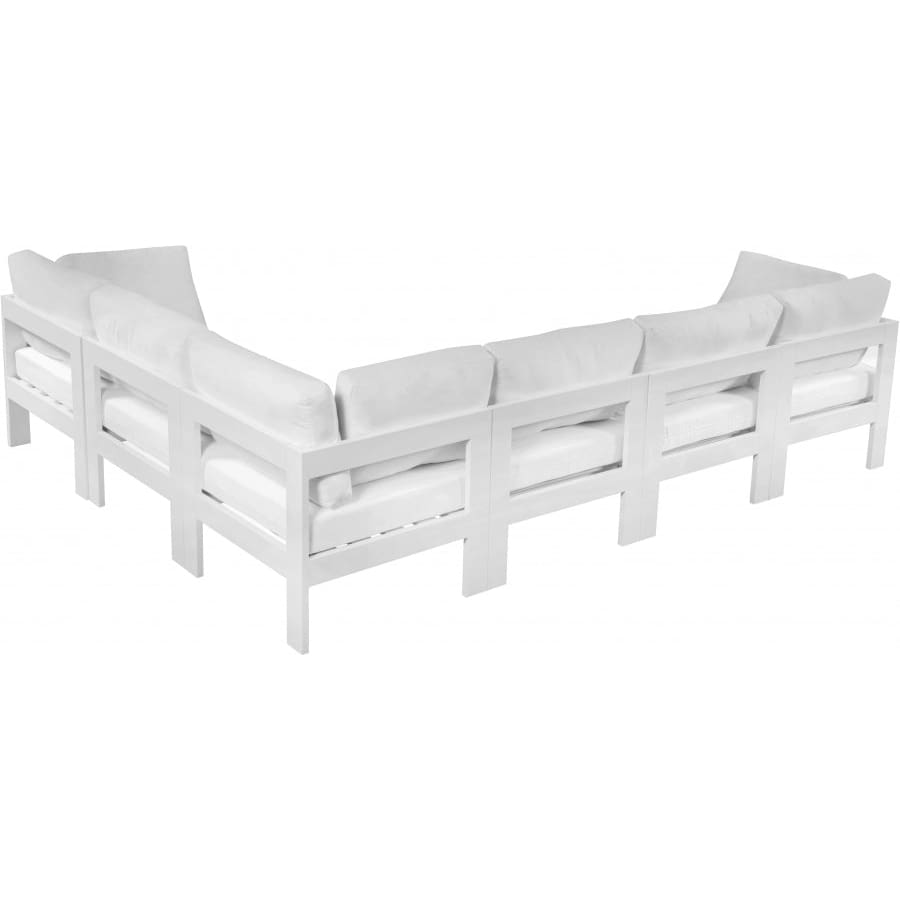 Meridian Furniture Nizuc Outdoor Patio White Aluminum Modular Sectional 6A - Outdoor Furniture