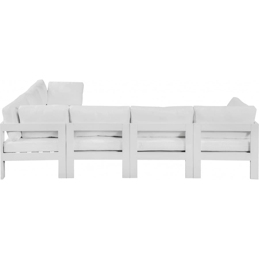 Meridian Furniture Nizuc Outdoor Patio White Aluminum Modular Sectional 6A - Outdoor Furniture