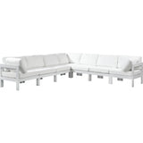 Meridian Furniture Nizuc Outdoor Patio White Aluminum Modular Sectional 7B - White - Outdoor Furniture