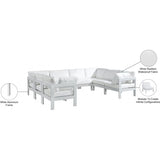 Meridian Furniture Nizuc Outdoor Patio White Aluminum Modular Sectional 8B - Outdoor Furniture