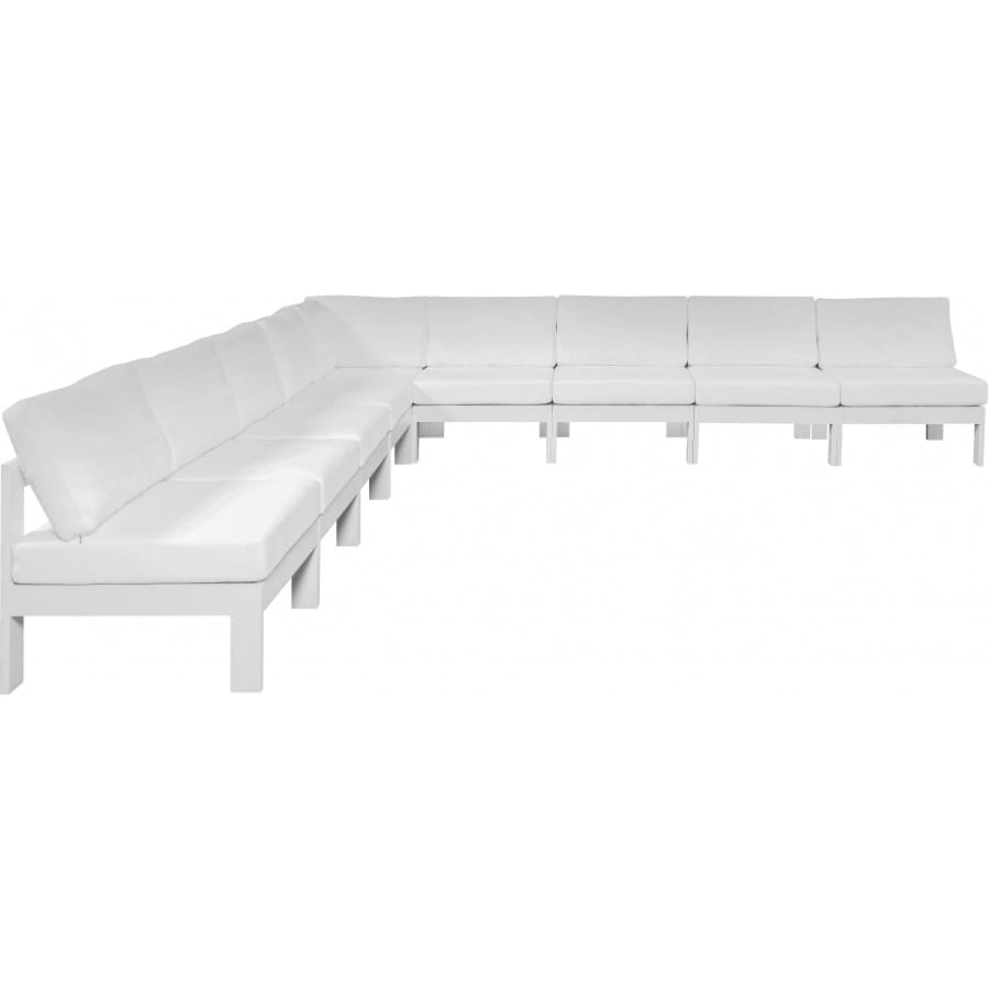 Meridian Furniture Nizuc Outdoor Patio White Aluminum Modular Sectional 9A - White - Outdoor Furniture