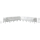 Meridian Furniture Nizuc Outdoor Patio White Aluminum Modular Sectional 9B - Outdoor Furniture