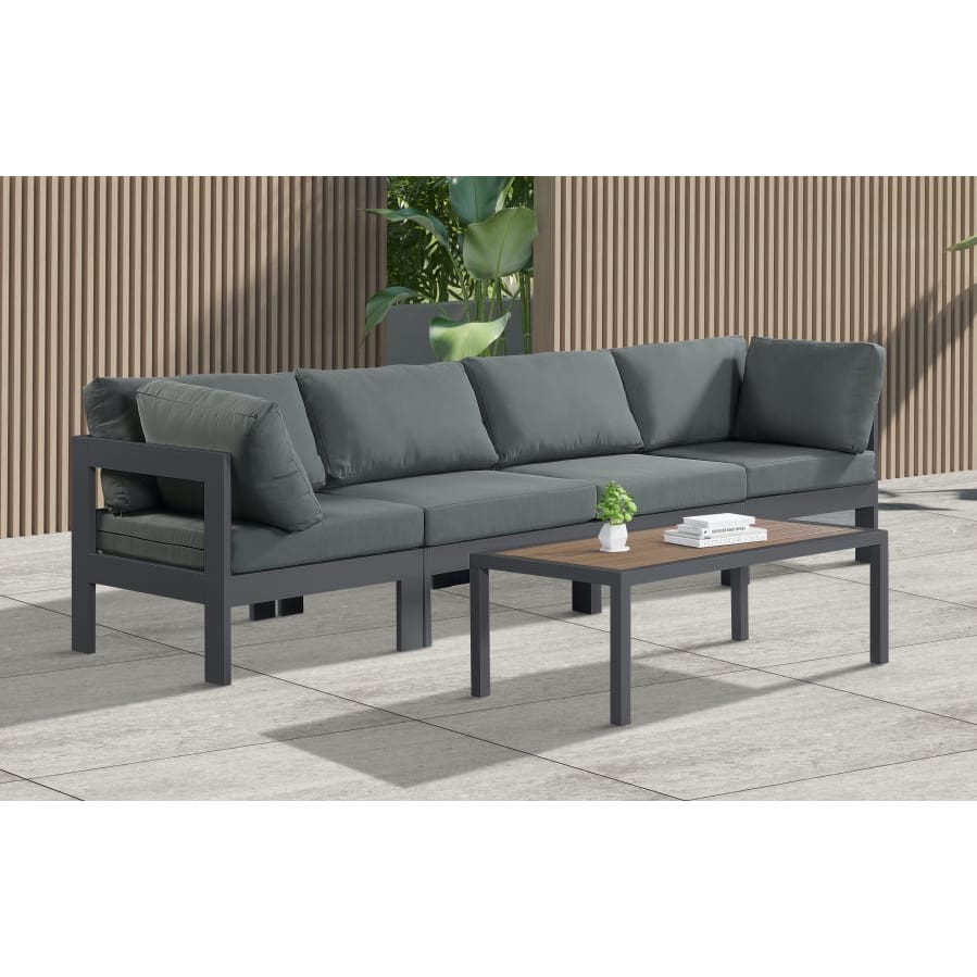 Meridian Furniture Nizuc Outdoor Patio Grey Aluminum Modular Sofa S120A - Outdoor Furniture