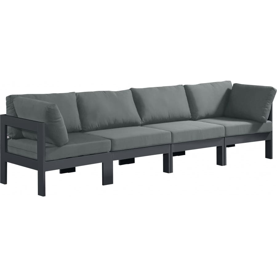 Meridian Furniture Nizuc Outdoor Patio Grey Aluminum Modular Sofa S120A - Grey - Outdoor Furniture