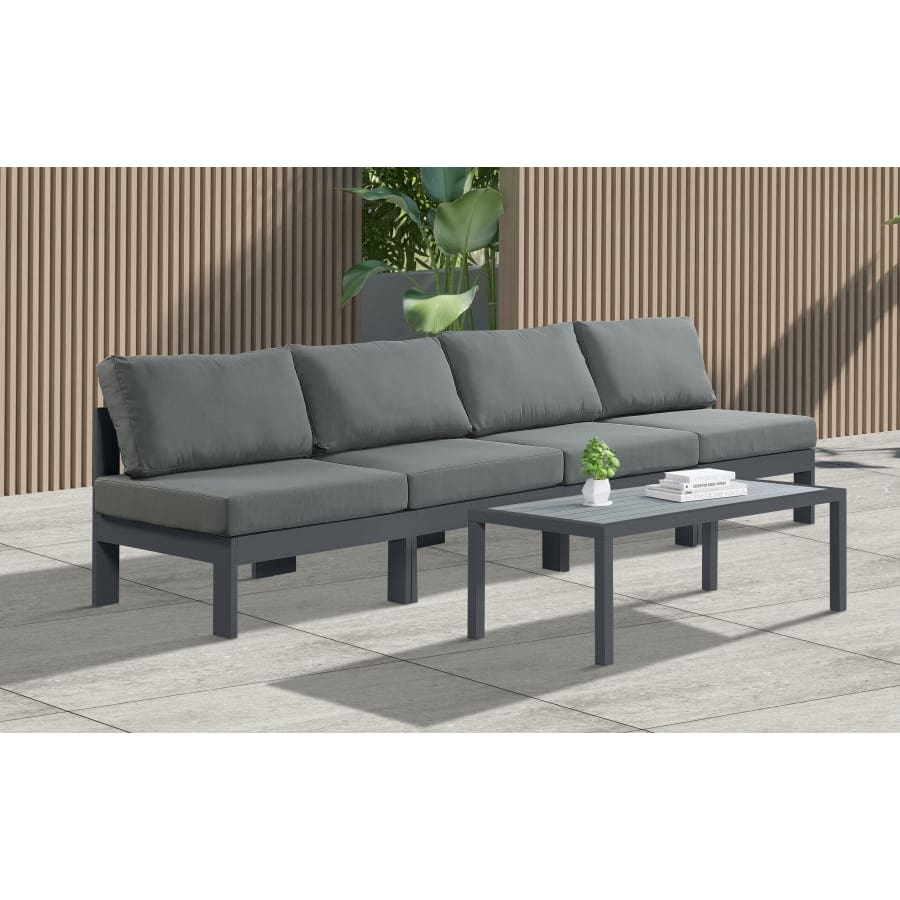 Meridian Furniture Nizuc Outdoor Patio Grey Aluminum Modular Sofa S120B - Outdoor Furniture